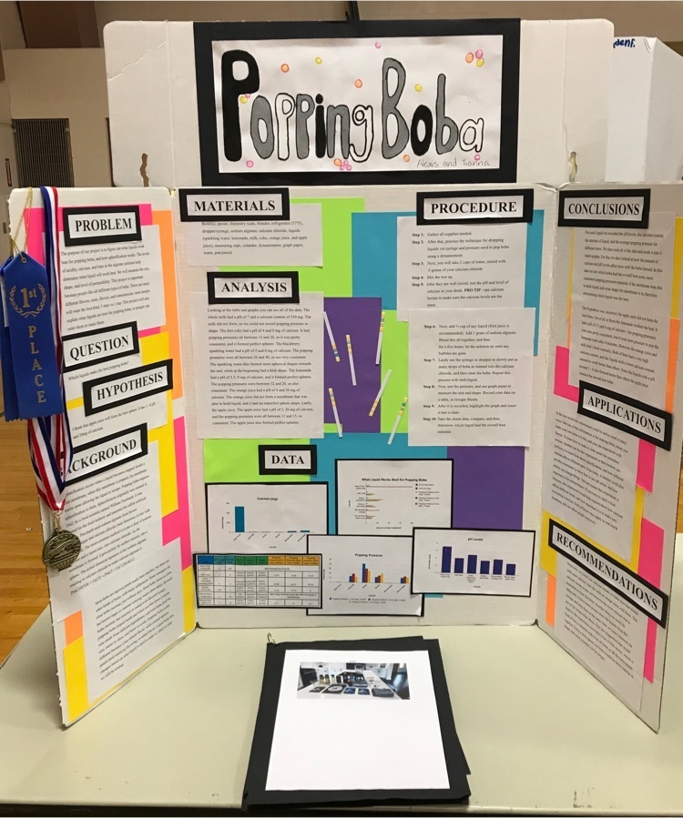 Alexis and Tianna’s winning science fair display.