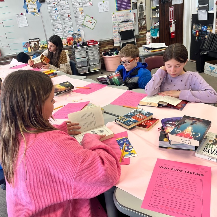 Ms. Lucas’s sixth grade Valentine’s Day book tasting 