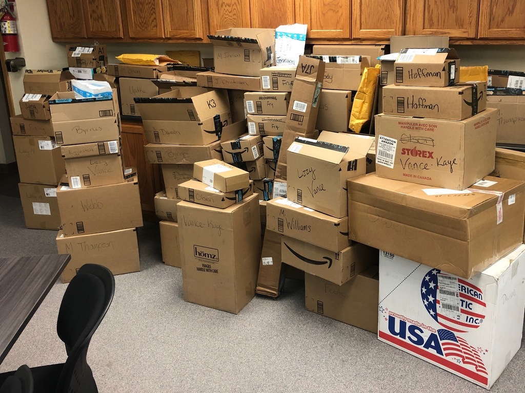 Big stack of boxes- teacher purchases